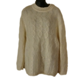 Vintage Parisian pullover off white/ cream 50 percent mohair sweater.